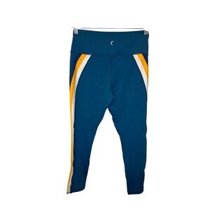 ZYIA Active Teal Blue Athletic Stripe‎ Leggings Women's Size 8-10 Athleisure